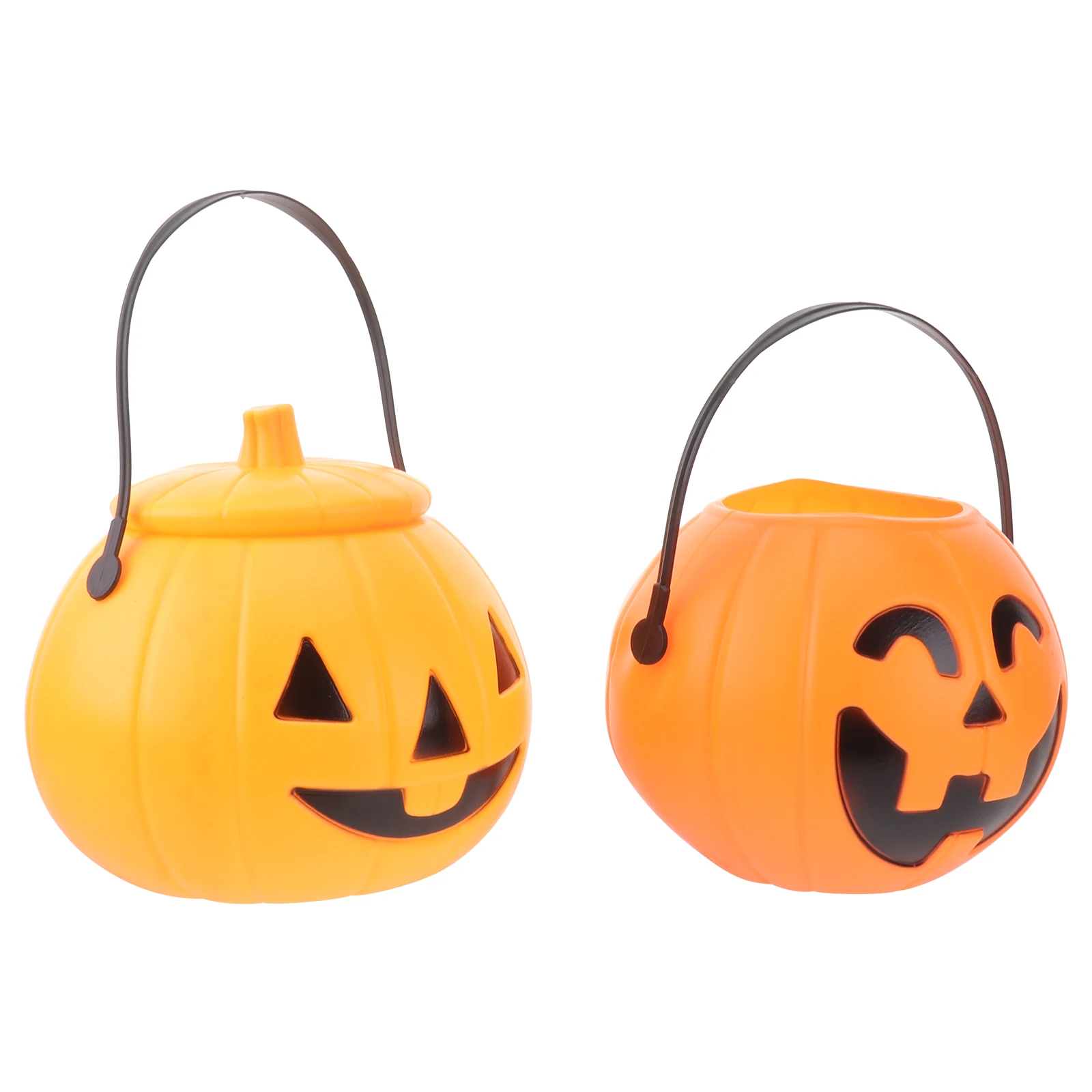

2Pcs Halloween Pumpkin Lantern Plastic LED Light Decorative Supplies Large Bucket for Home Yard Garden Party Cosplay