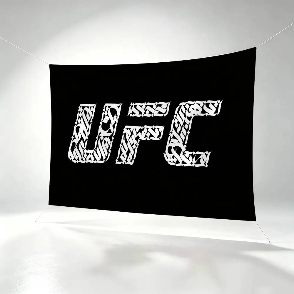 MMA Sports U-UFC Logo  Flags Wall Hanging Background Art Banner for Bedroom Home Outdoor Decor
