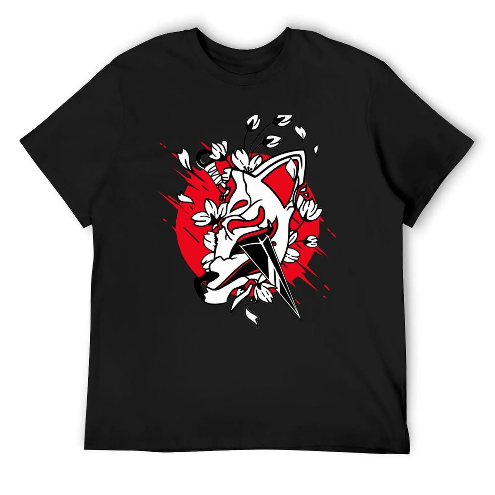 

kitsune mask shinobi kunai T-Shirt cotton man t-shirts anime tshirt new edition heavy weight t shirts for men