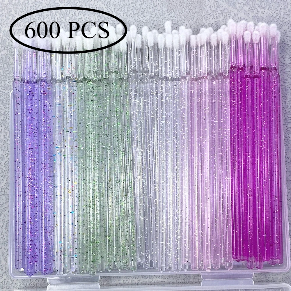 600 szt. Mikro Szczoteczki do Usuwania Sztucznych Rzęs, Mikrobrush, Aplikatory do Maskary, Szczoteczki do Przedłużania Rzęs, Narzędzia do Makijażu, Opakowanie w Pudełku