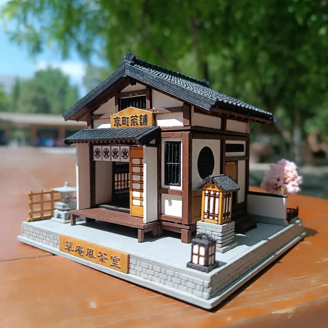 NEW DIY Wooden Miniature Model Kit Japanese Tea Room Casa Doll Houses 3D Puzzle Dollhouse With Furniture Lights Friends Gifts