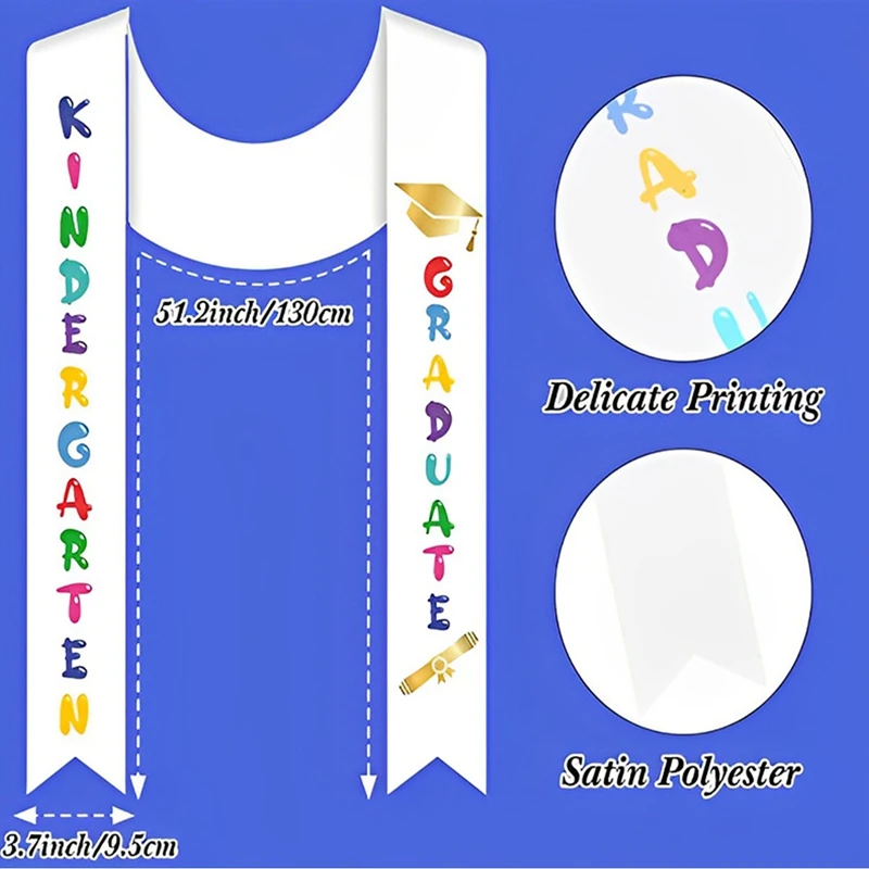 Children's Graduation Shawl Belt with Printed Kindergarten Words, Suitable for Kindergarten Graduates,Unisex Photography Props