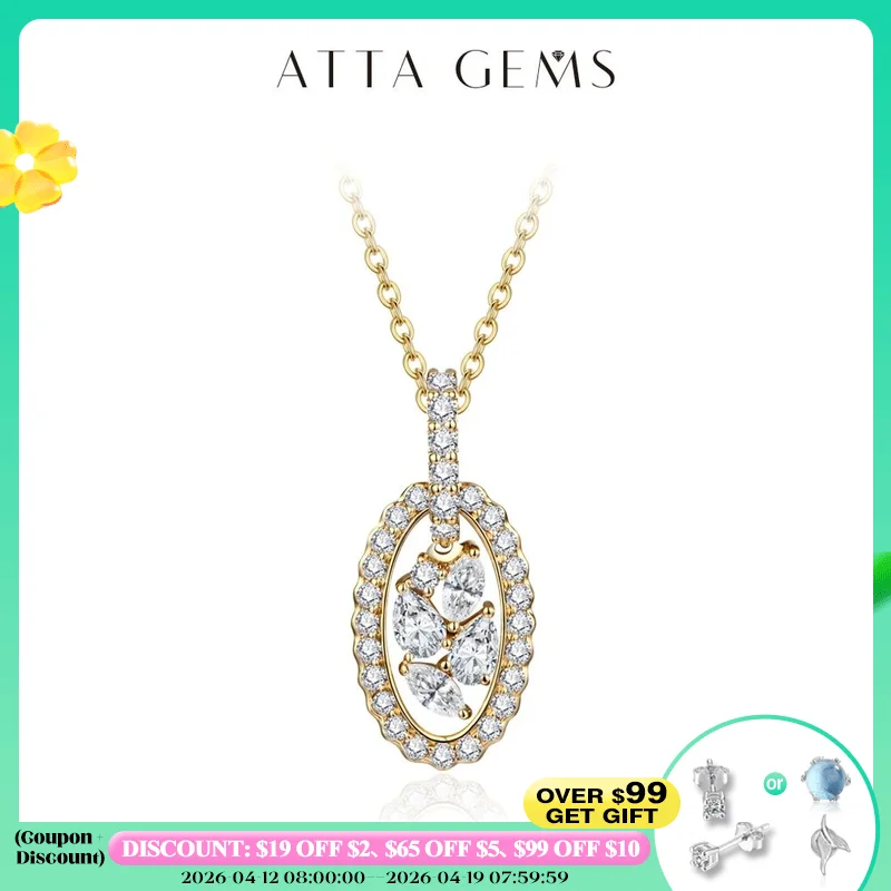 

ATTAGEMS Full D VVS1 Color Moissanite Necklace Pendant for Women Top Quality 100% 925 Sterling Silver Wedding Party Fine Jewelry