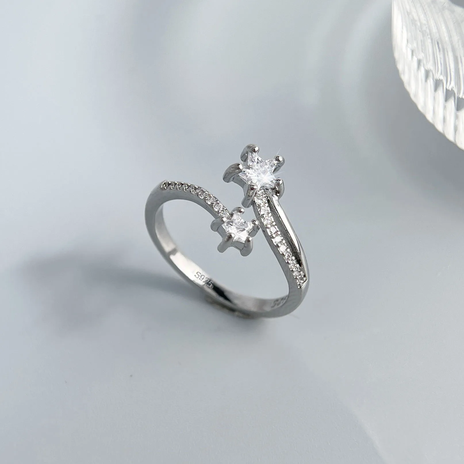 925 فضة خواتم للنساء زوجين الحد الأدنى اليدوية بسيطة سباركلينغ ستار تشيكوسلوفاكيا خاتم غرامة مجوهرات هدية منع الحساسية