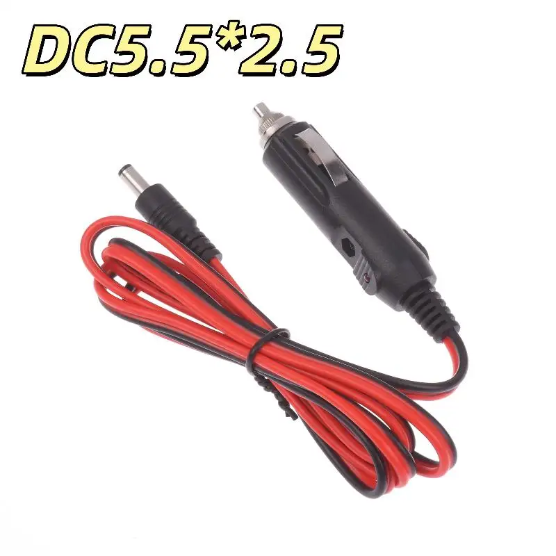 1Pcs Car Charger Power Cable 1.2 Meters DC5525 Universal 12V 5A Male Cigarette Plug Cable Connection Line With LED Light