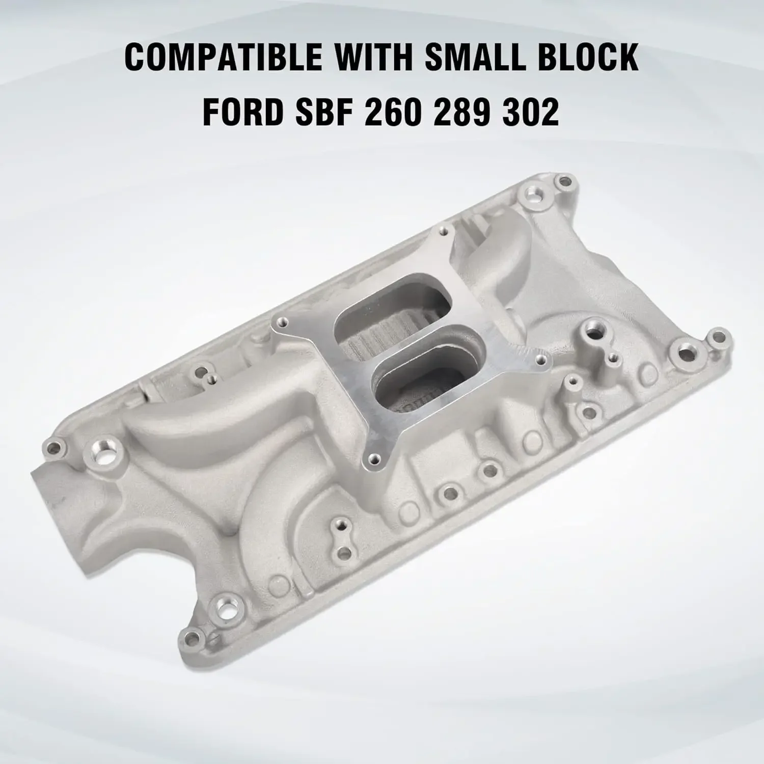 Впускной коллектор, полированный двойной плоский для небольшого блока Ford SBF 260 289 302, алюминий, серебристый