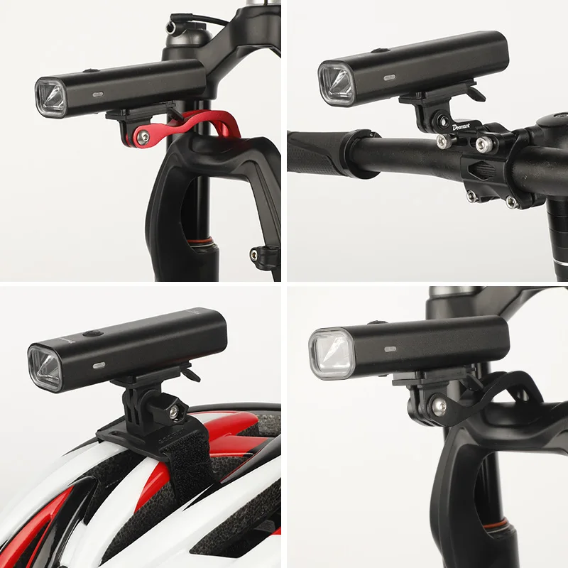 Deemount 2000mAH 400LM Aluminum Headlight Bicycle Front Lighting USB Charge LED Torch Optional Handlebar Fork Stem Helmet Stand