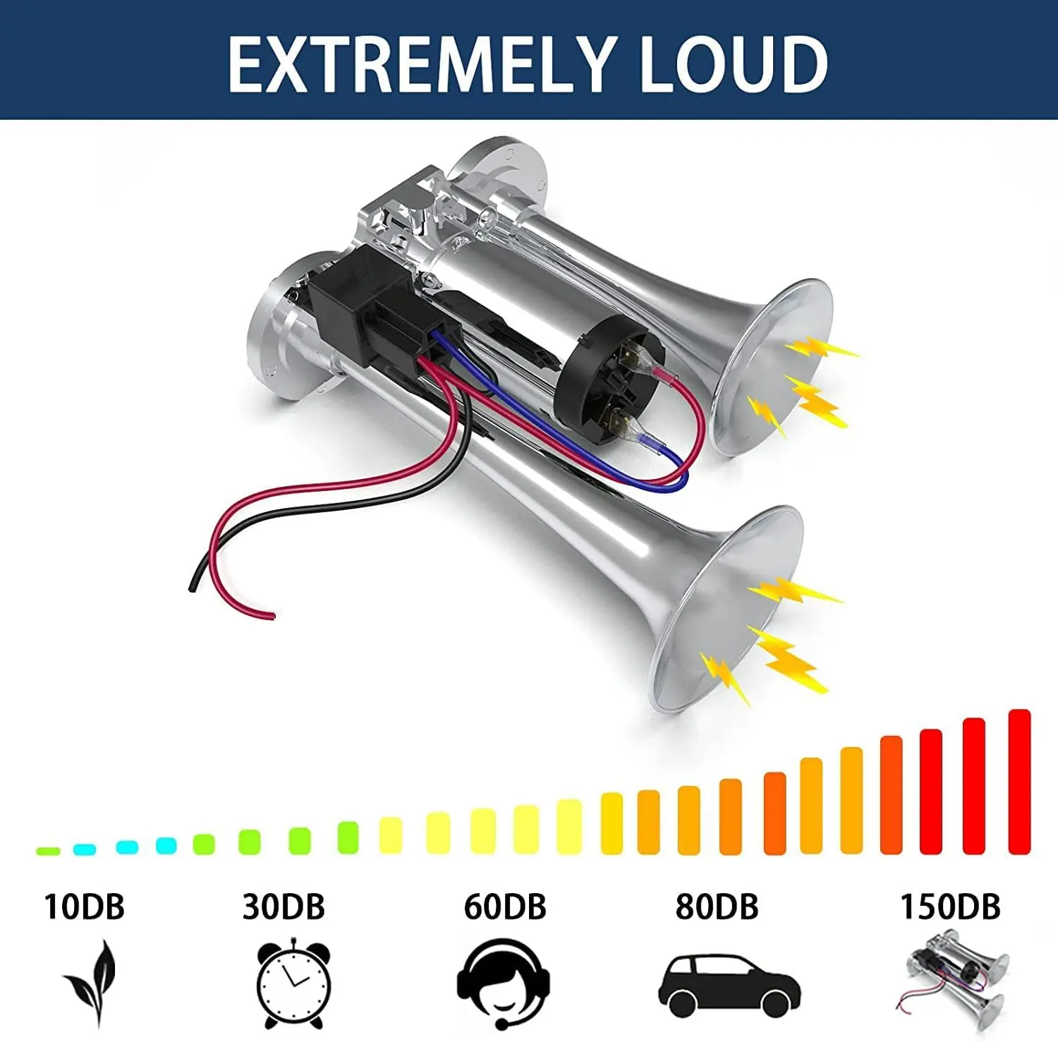 For Motorcycle Boat Truck Dual Trumpets 12V With Air Compressor and Relay 600dB Car Electric Horn Super Loud Modification