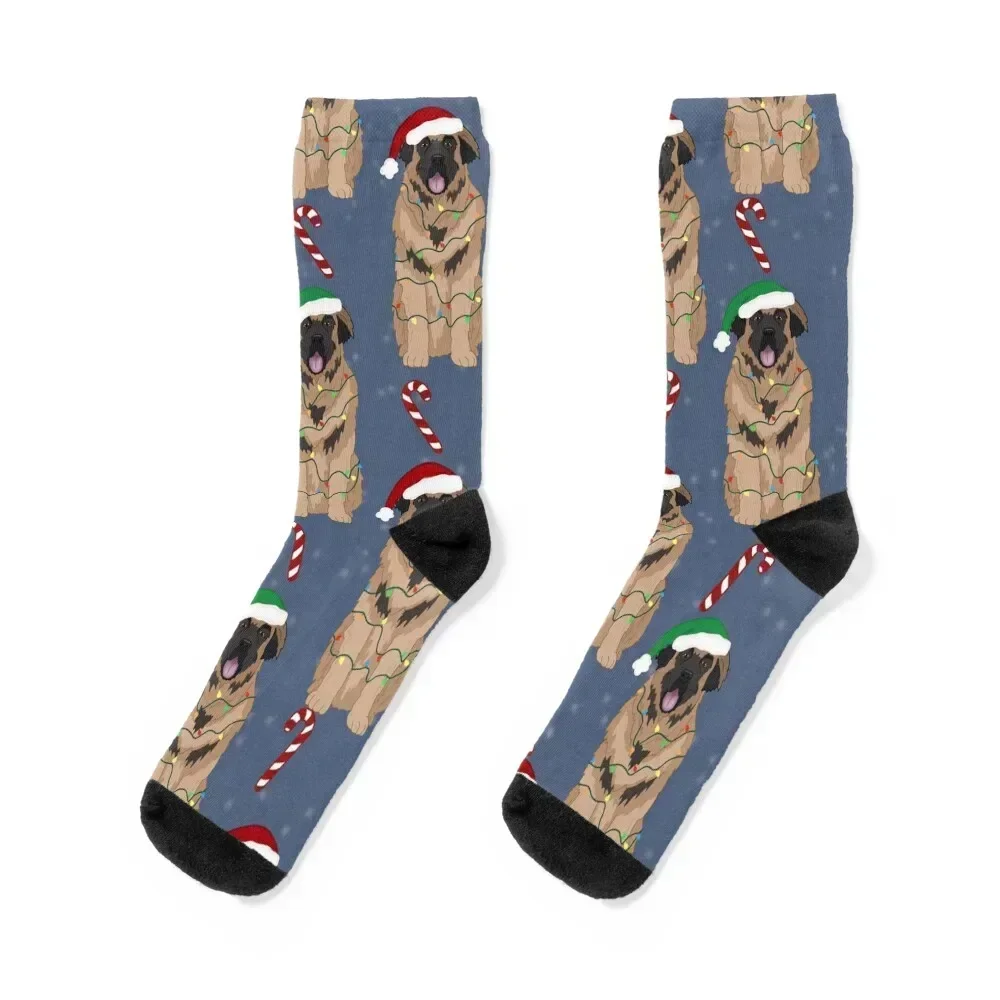 

Christmas Leonberger Santa Socks hockey luxe sports and leisure winter thermal Designer Man Socks Women's