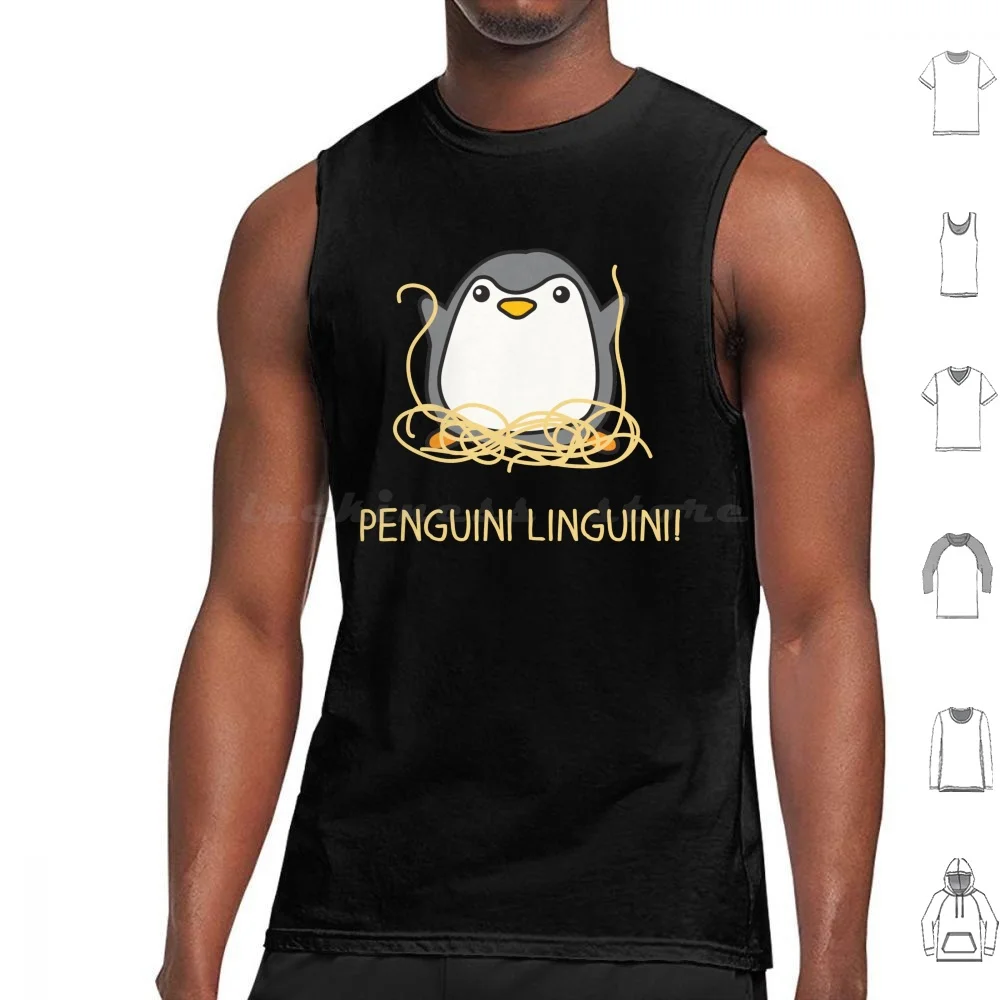 Penguini Linguini , Spaghetti , Pasta Penguin Tank Tops Vest Sleeveless Penguin Penguini Linguini Linguini Pasta Spaghetti