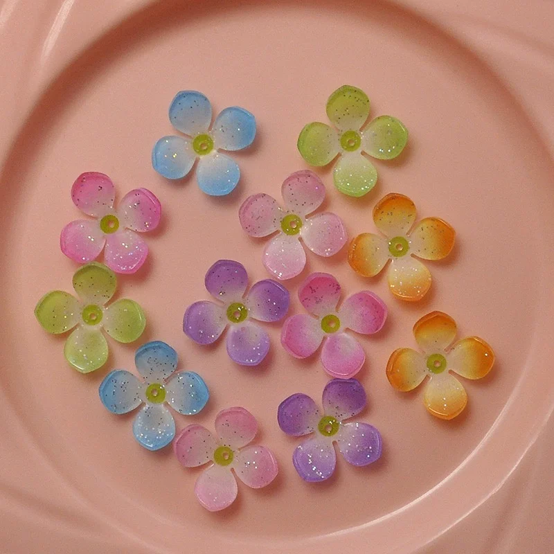 

Wholesale 100pcs/lot 27mm color pattern print cartoon flowers shape acrylic beads diy jewelry garment hair accessory