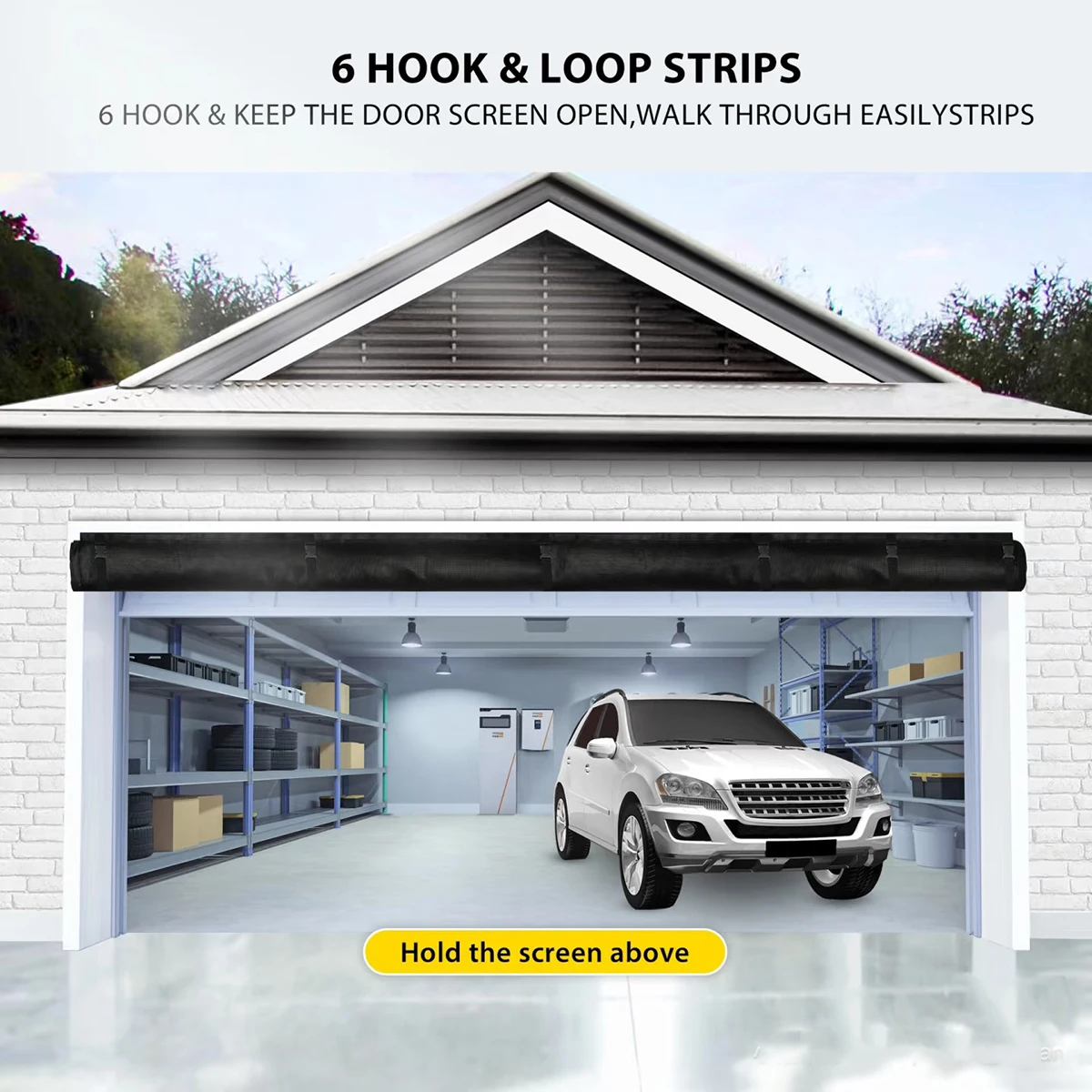 Fiberglass Garage Screen Door - Magnetic Mesh Curtain, Insect & Dust Proof, Easy No-Drill Installation (Heavy-Duty）