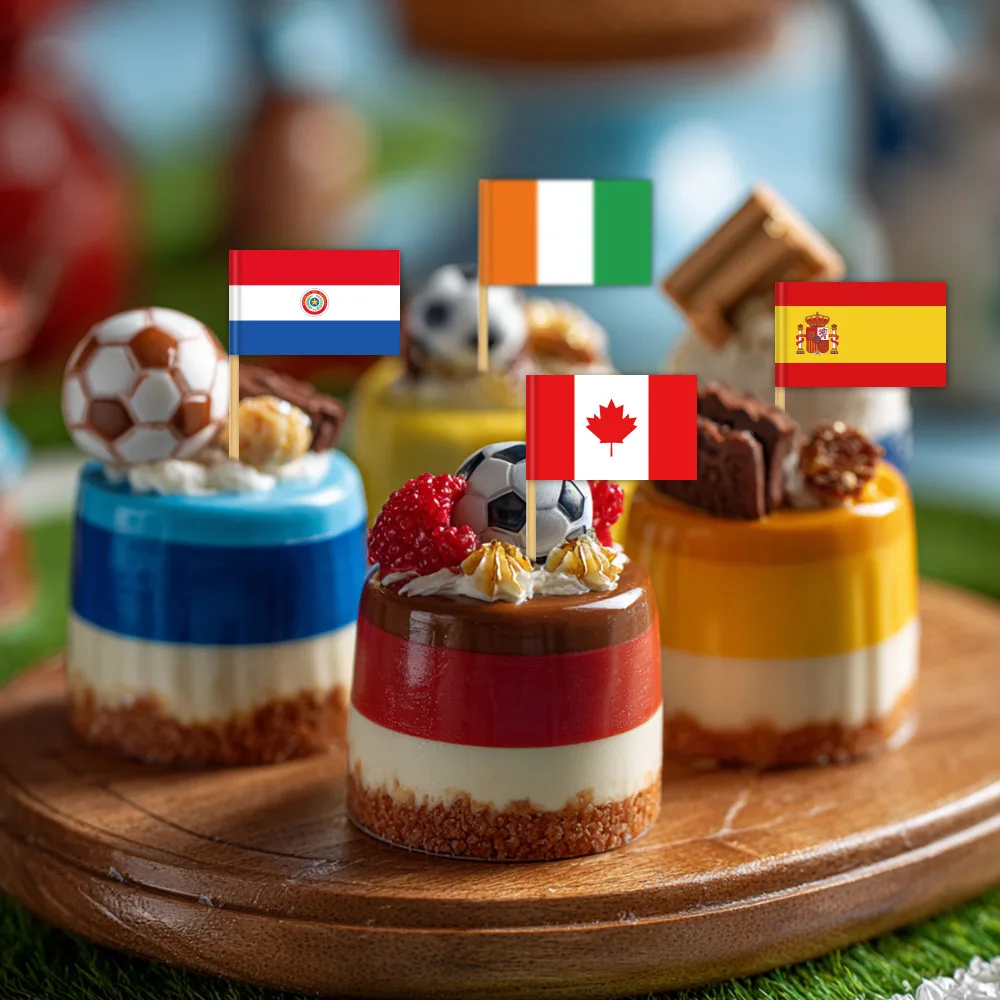 48-teiliges Fußball-Match Themen-Deko-Set Tortendekoration USA UK Nationalflaggen Party-Zubehör Kuchen-Dekorations-Accessoires – Detail 6