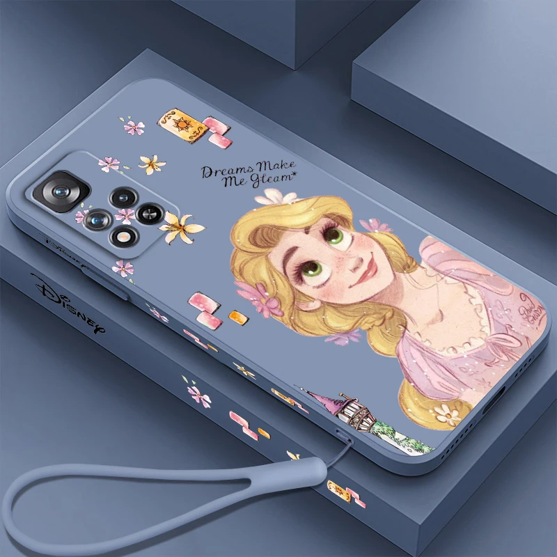 Princess Tangled Rapunzel Liquid Left Rope For Xiaomi Redmi Note 12 12S 12R 11 11T 11S 10 10S 9 8 8T Pro Plus 5G Cover