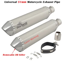 Universal 51mm Motorcycle Exhaust Escape System Modified Muffler Removable DB Killer For CB300R ZT350M Forza 350 DR Z400 Ninja