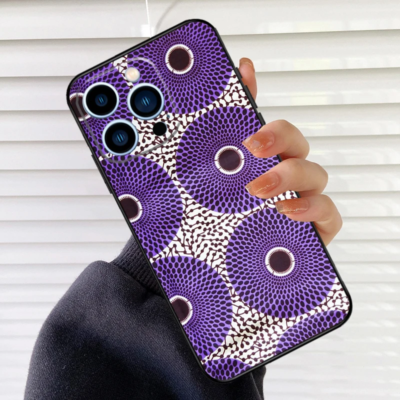 African Style Fabric Print Phone Case For iPhone 15 11 12 14 Pro Max XR XS Max X 7 8 Plus 13 14 Pro Soft Silicone Back Cover