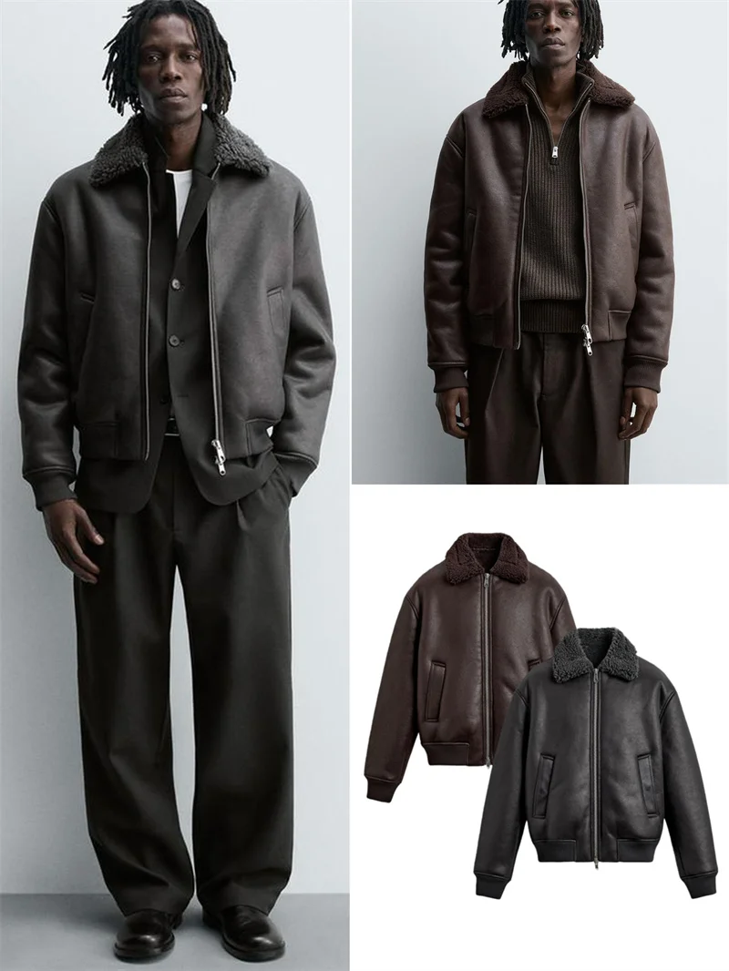 

Faionable двусторонняя кожаная куртка с эффектом пушистого воротника, мужская зимняя новинка, подставка из искусственной кожи, подходит для Urban Sle