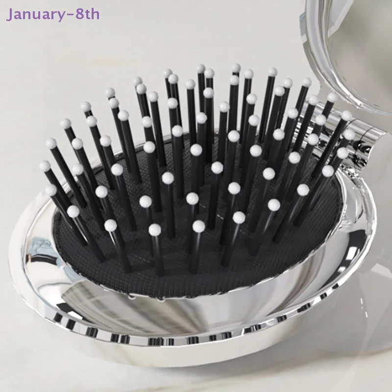 Hair Comb Portable Folding Mirrors Detangle Hair Brush Head Scalp Massage Makeup Mirror Hairdressing Styling Tool Anti Static