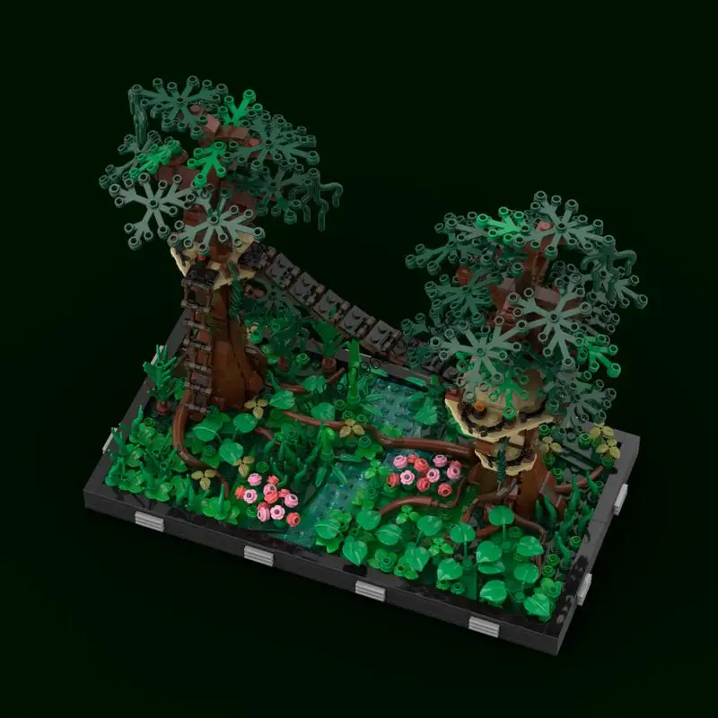NEW 889PCS Famous star battle Movie MOC Ewok Village Diorama model DIY creative ideas Child Toy Assembly Puzzle Birthday Gift