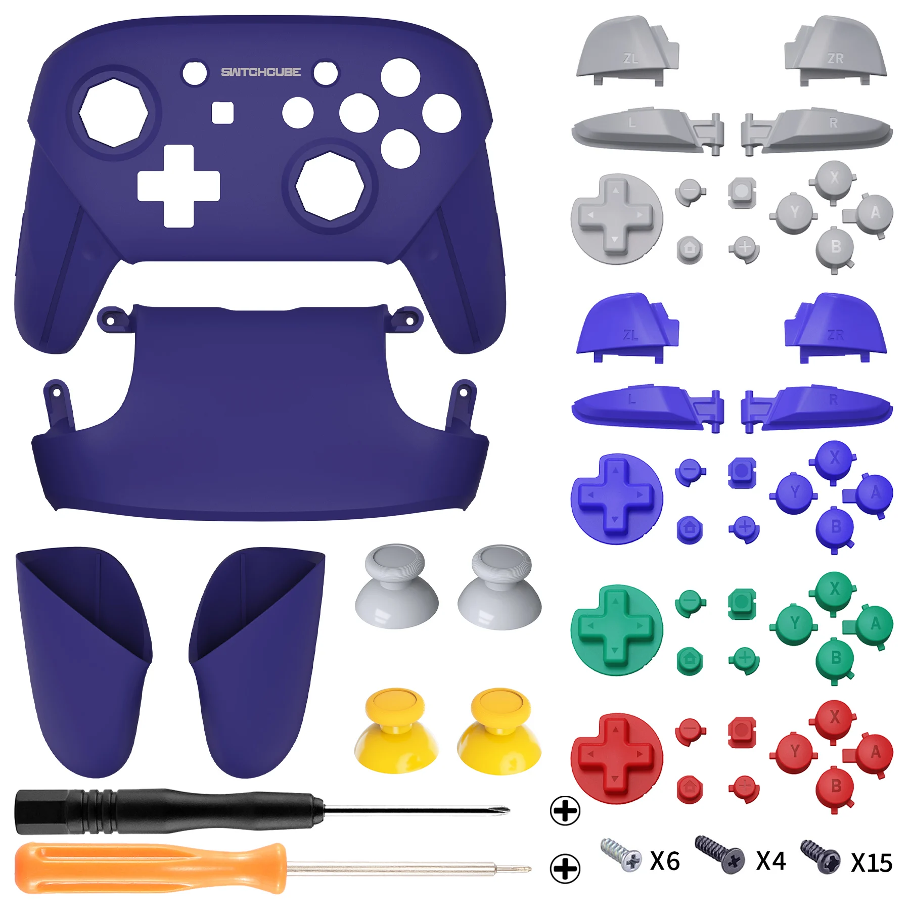 eXtremeRate Octagonal Gated Sticks Design Replacement Grip Shell for NS Switch Pro Controller- Classic SwitchCube Style