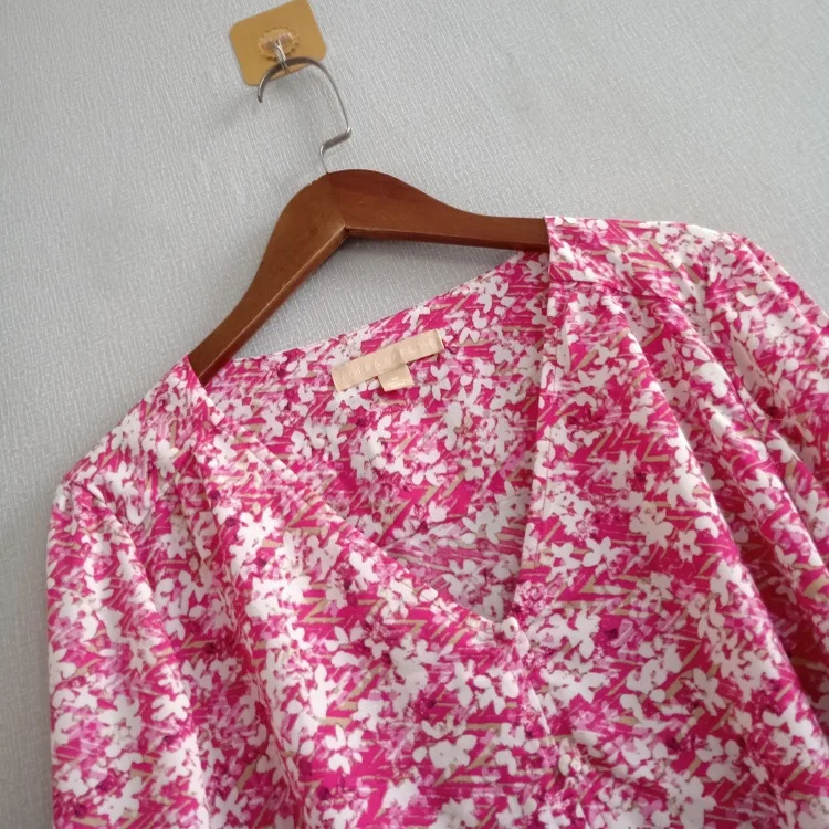 Ele Stampa floreale Lungo Sve da donna irt Slim Fit Pullover Estate Autunno Faionable Top in chiffon Traspirante Sottile Polyes...