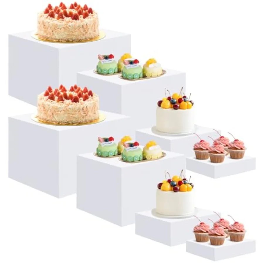 

EI 8Pcs Acrylic Buffet Risers, High-end Classic Food Display Riser for Party, Catering, Jewelry Collectibles.White Heavy duty D