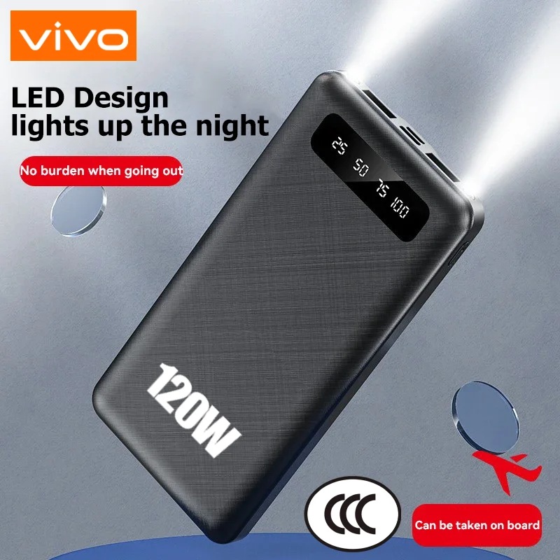 باور بانك Xiaomi 200000mAh بقدرة 120 وات، شحن سريع للغاية، بطارية خارجية محمولة عالية السعة مع شاشة رقمية LED لهاتف IPhone