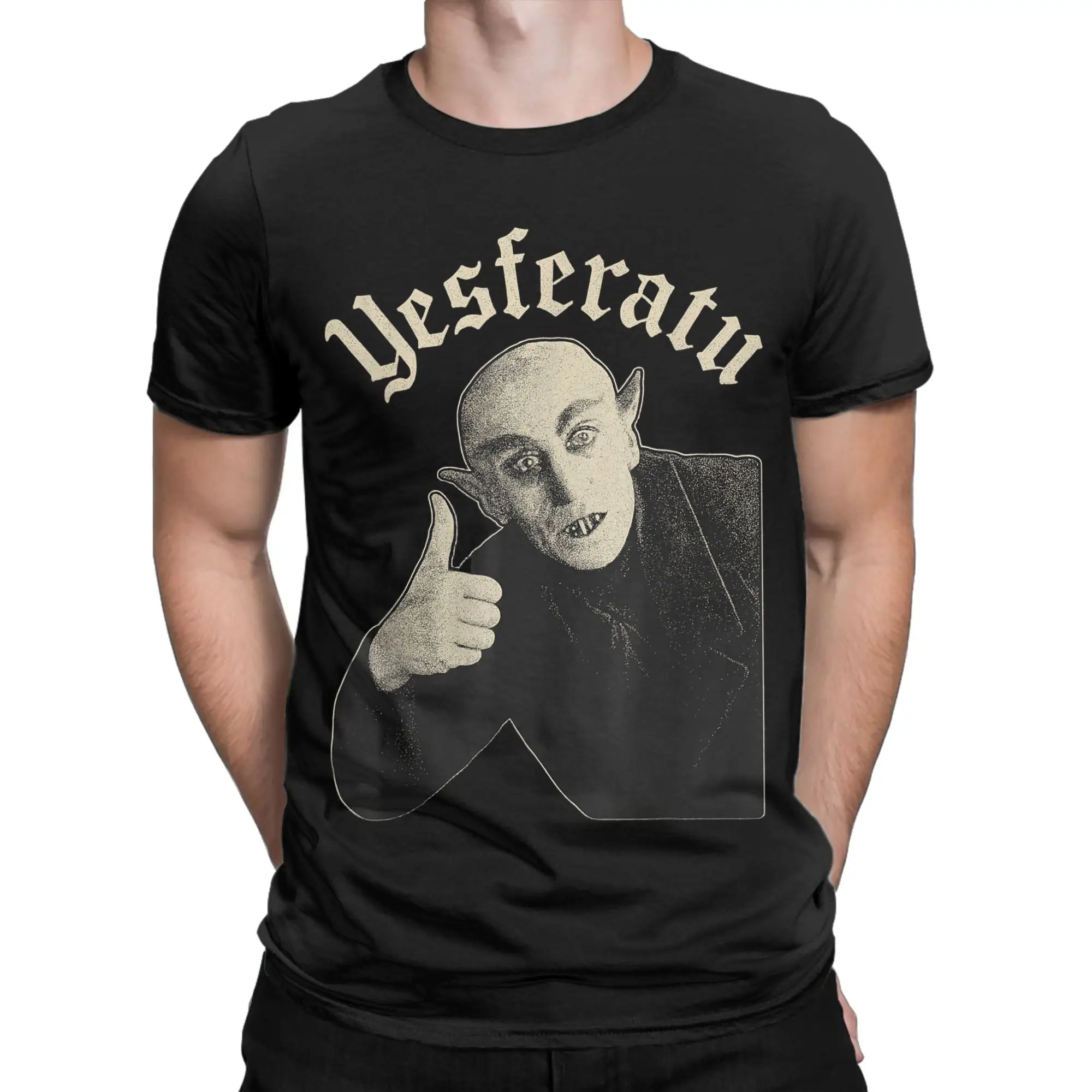 الرجال Yesferatu مضحك Nosferatu مصاص دماء تي شيرت هالوين ميمي القطن ميرش مضحك قصيرة الأكمام الجولة الرقبة تيز الجرافيك تي شيرت