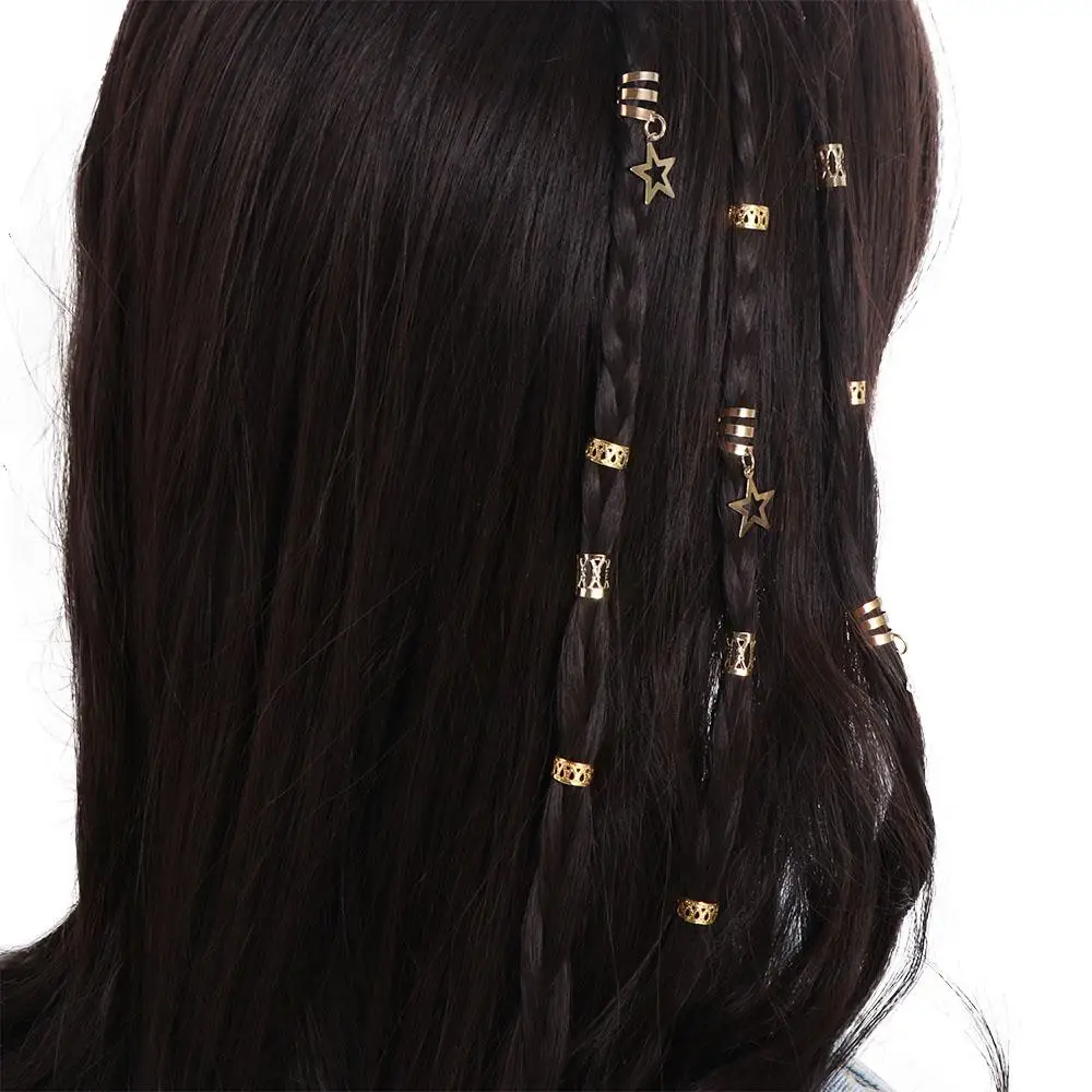 36 قطعة أقفال الرهبة ستار ديكور الشعر الدائري الشعر جديلة أنابيب أغطية الرأس تجديل الشعر الأصفاد المعدنية الضفائر القذرة الكفة كليب