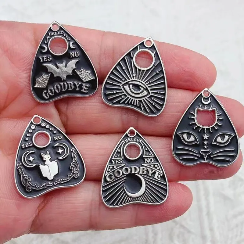 10pcs Enamel Sun Moon Cat bat Charm for Jewelry Making Supplies Bulk Gothic Earring Necklace Pendant Ghost Witch Charms Crafts