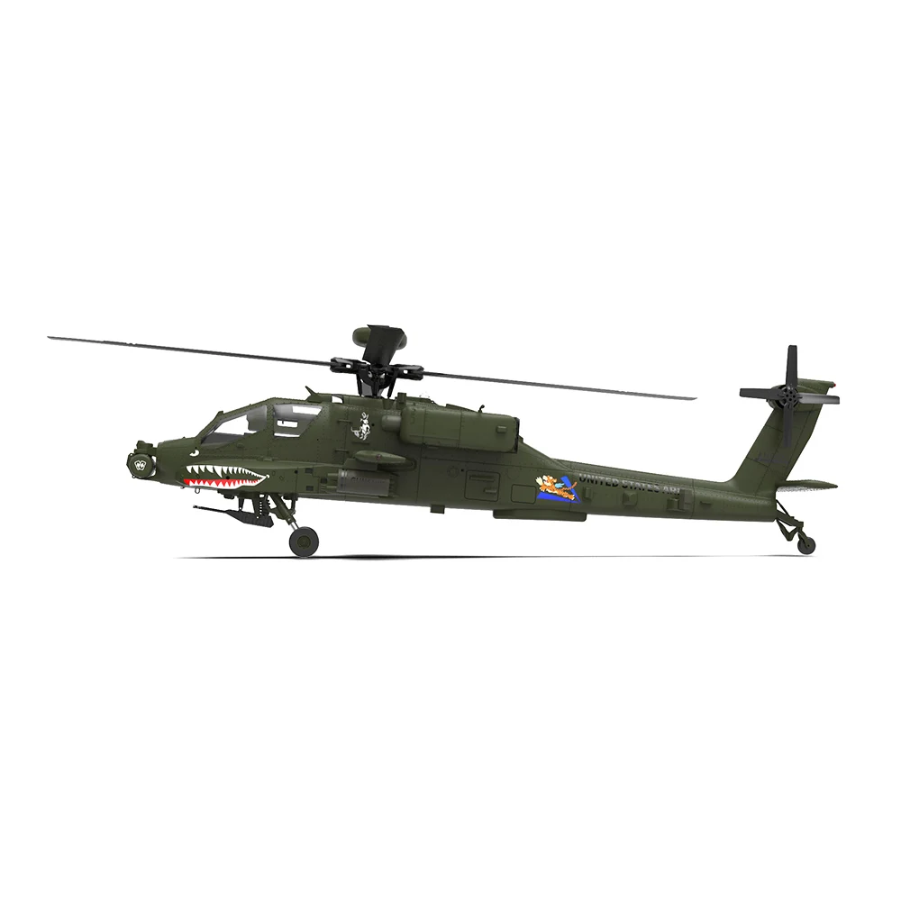 Eachine E250 AH-64 아파치 2.4G 6CH 3D 6 축 자이로 듀얼 브러시리스 모터, Futab와 호환 가능한 플라이바리스 RC 헬리콥터, 1:32 체중계