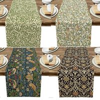1pc William Morris Floral Table Runner, Vintage Flowers Dining TableKitchen Decoration, For Family Dining Table Vacation Party