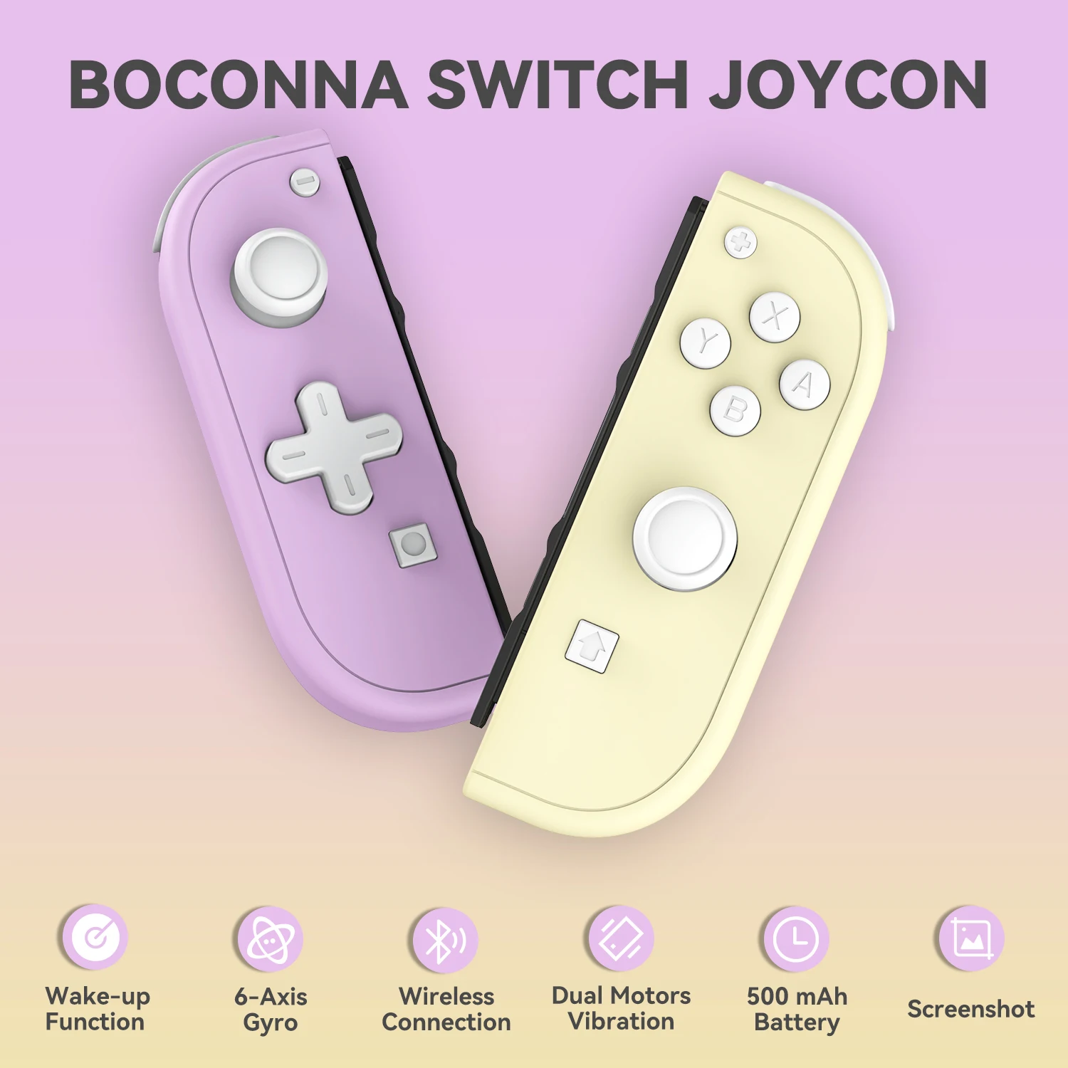 Wireless Controller Gamepad for Switch/Lite/OLED, Wireless Switch Joycons Controllers with Dual Vibration/Wake-up/Motion Control