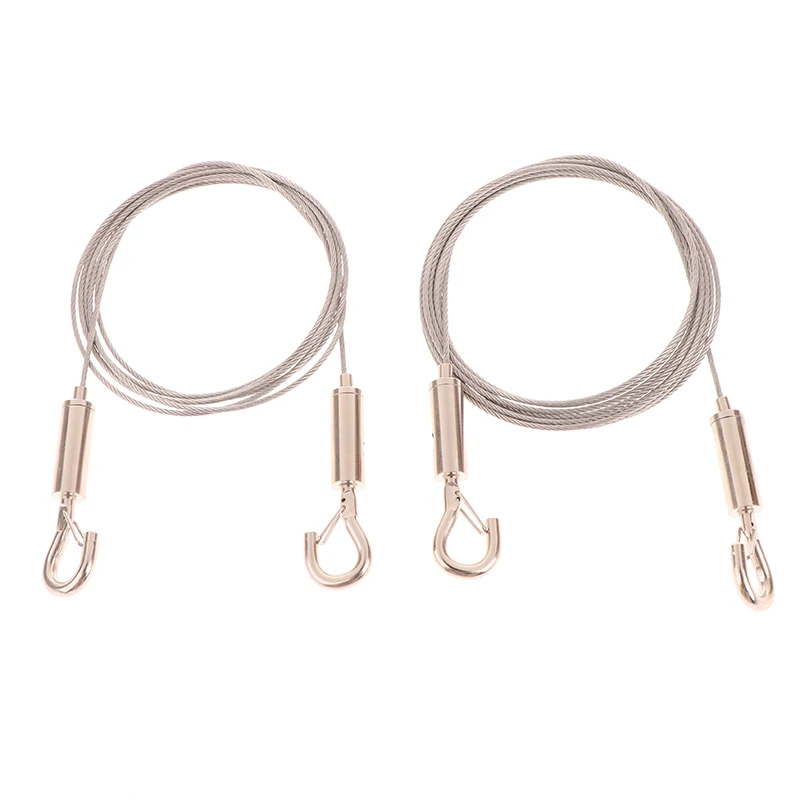50/100/150/200cm Wire Rope Adjustable Automatic Wire Rope With Double-headed Spring Hook Clothesline Picture Hanging Wire Rope