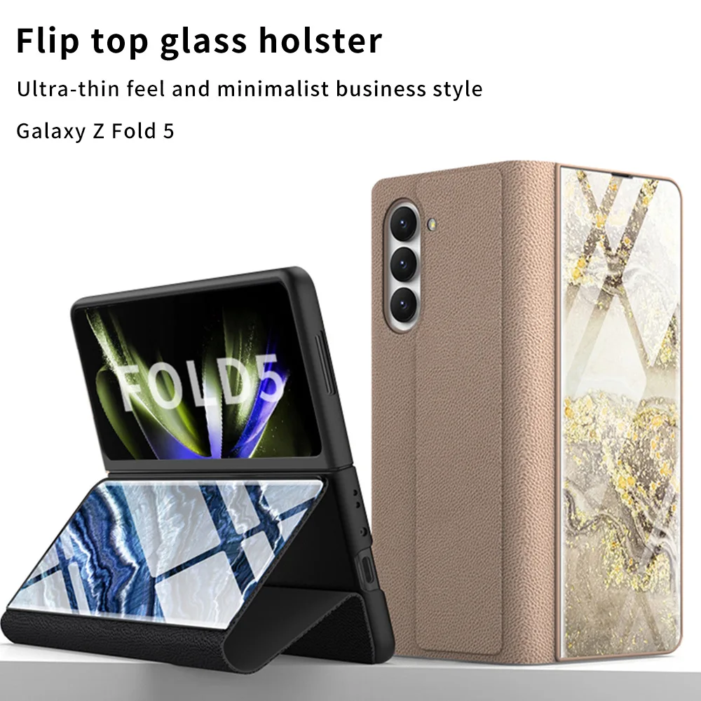 

Magnetic Marble Mirror Phone Case for Samsung Galaxy Z Fold5 Case Luxury Leather Chockproof Shell for Samsung Z Fold 5 Case