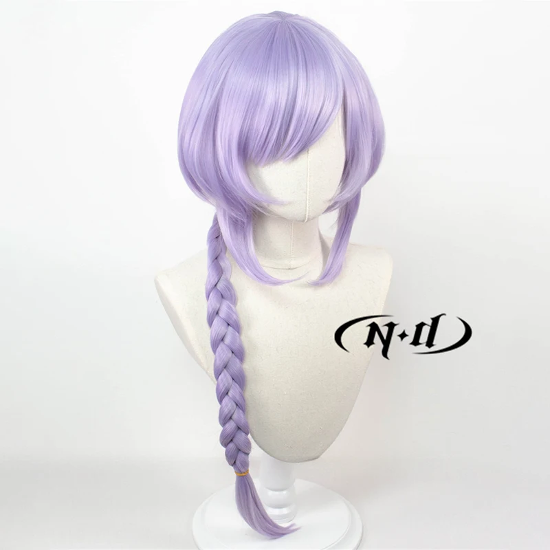 ND Qiqi 코스프레 가발 헤어피스 Genshin Impact 코스프레 헤어 가발 코믹 콘 코스터 의상 테마 파티 내열성 합성