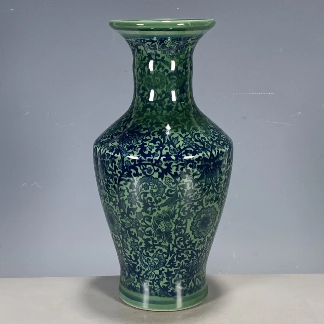 

Chinese Porcelain Green Glaze Floral Pattern Vase 9.05'' Home Desktop Decor