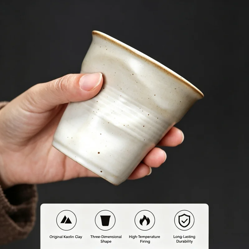 3/7oz Korean Style Cups and Mugs Coffee Mug White Ceramic Nordic Wrinkle Cup 90/200ml Drinking Coffe Tumbler English Letter