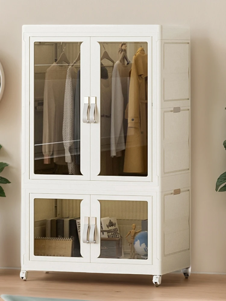 

Portable Closet Plastic Wardrobe with Clear Door Multi-Function Storage Shelf Closet Organizer for Living Room Bedroom