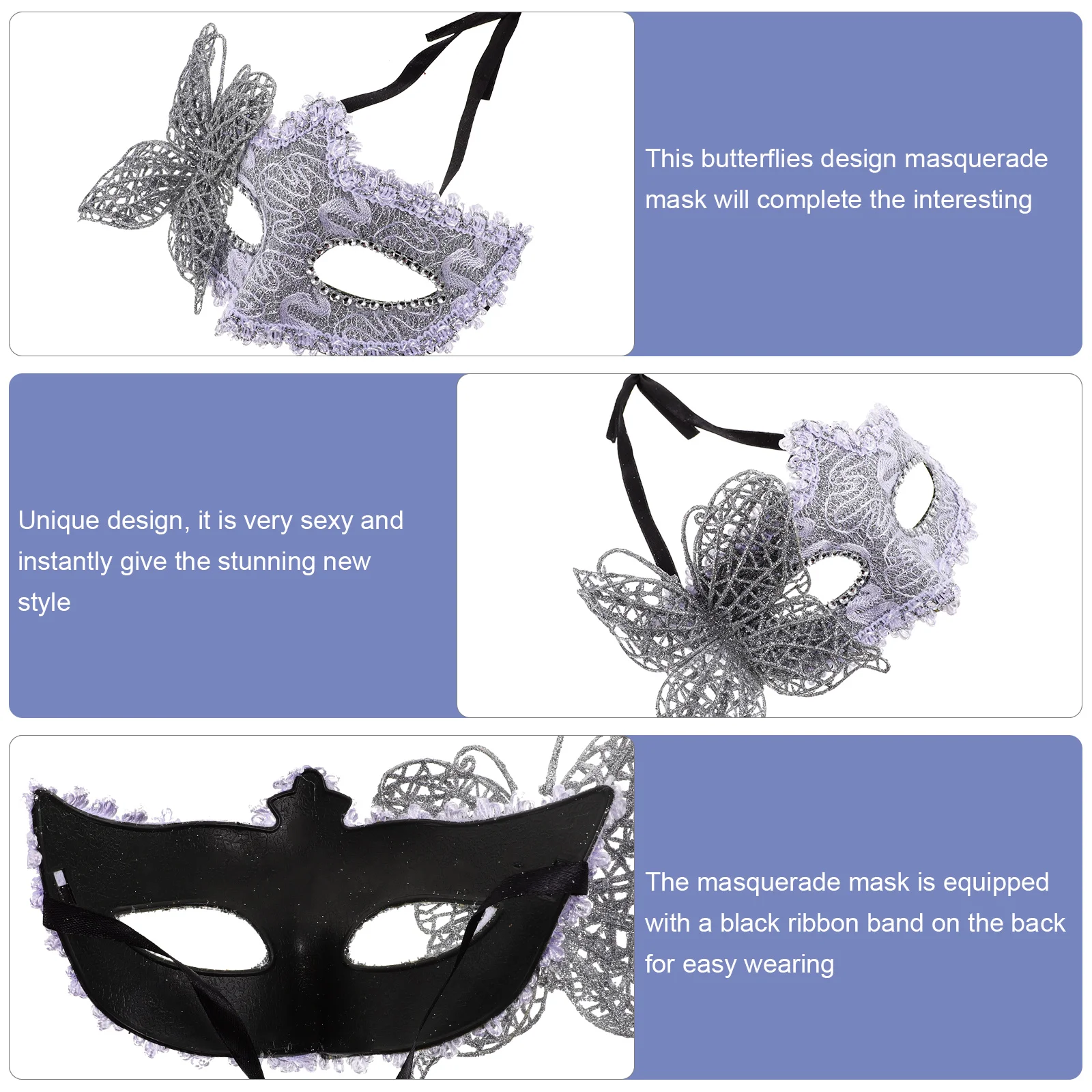 Butterfly Half Face Mask Female for Men Lace Women Mascara Prop Butterfly-designed Party Masquerade Make up