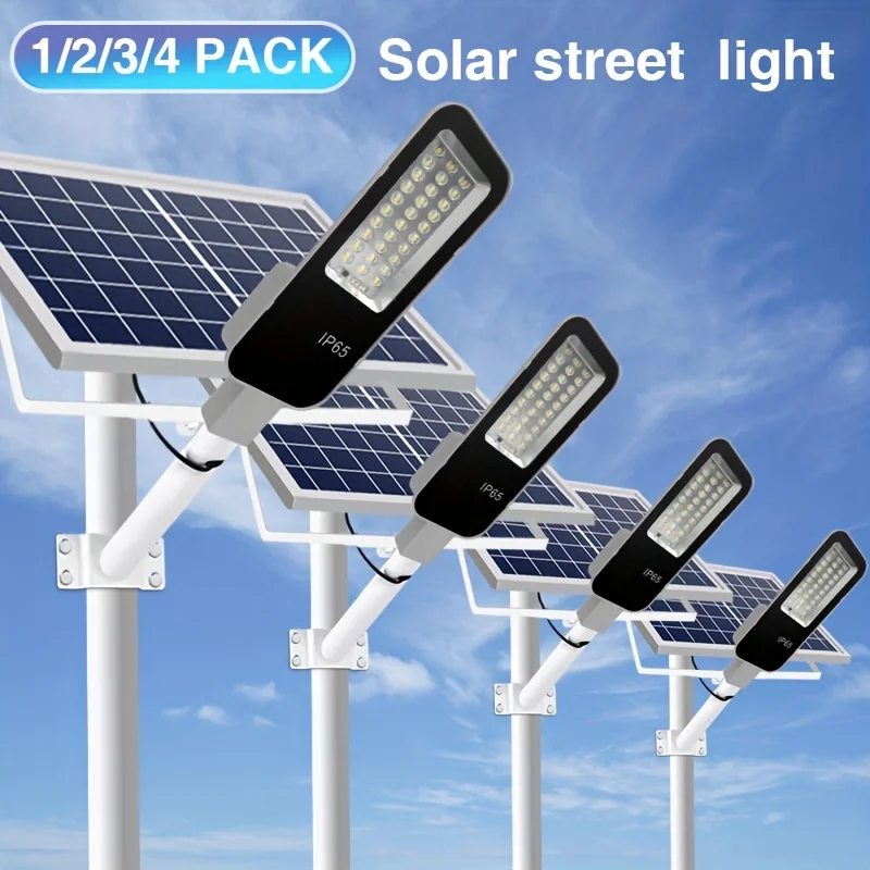 

Ultra Bright Solar Street Light 6500K, High Lumen 30 Large LED Lens Beads 6000mAh Outdoor Courtyard Light, Suitable for Commercial Parking Lots, Schools, Basketball Courts, Streets, Easy to Install, with Remote Control Wall Light