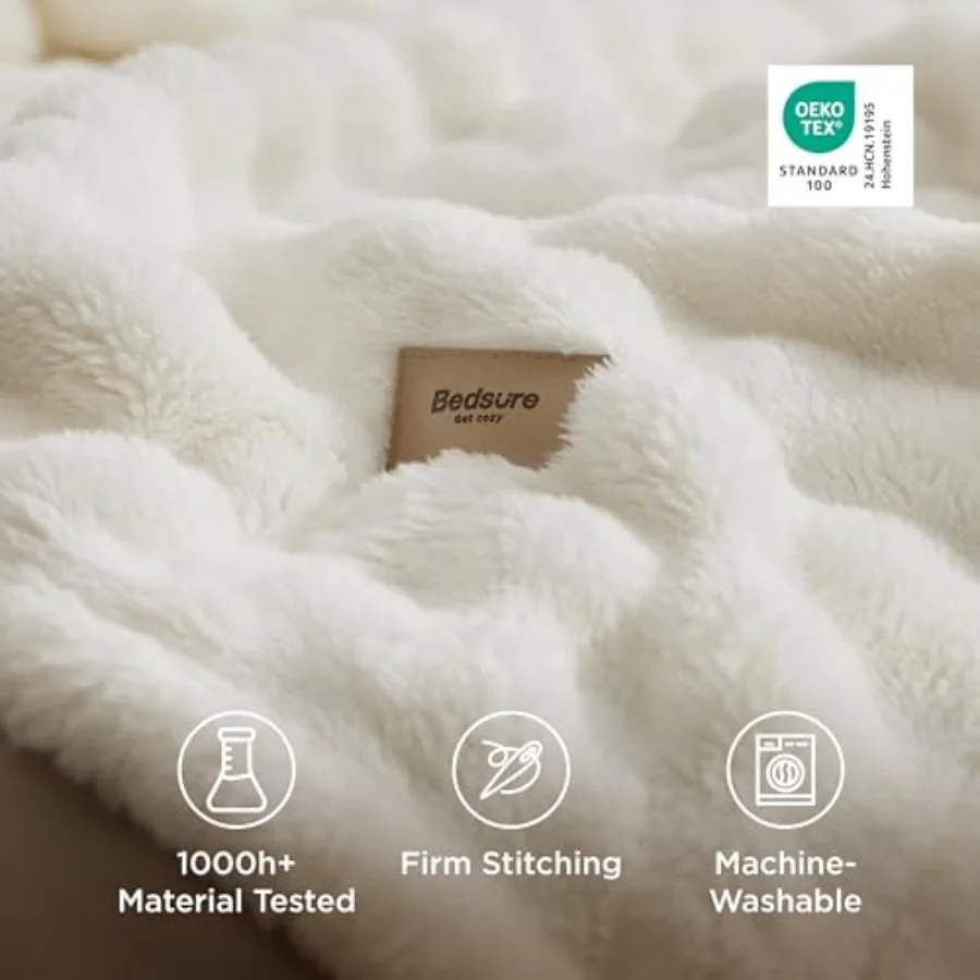 3D Fleece Bubble Blanket for Couch - GentleSoft Cute White Throw Blanket for Sofa Bed Room Decor - Luxury Soft Cozy Cloud Blank - view 5
