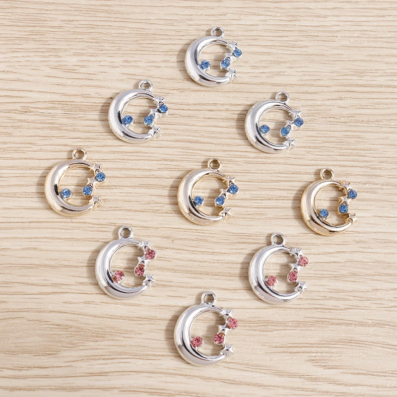 Tusember 10 Stück 14 x 17 mm hochwertige Kristall-Stern-Mond-Anhänger für DIY-Armband, Anhänger, Halskette, handgefertigtes Schmuckherstellungszubehör – Detail 2