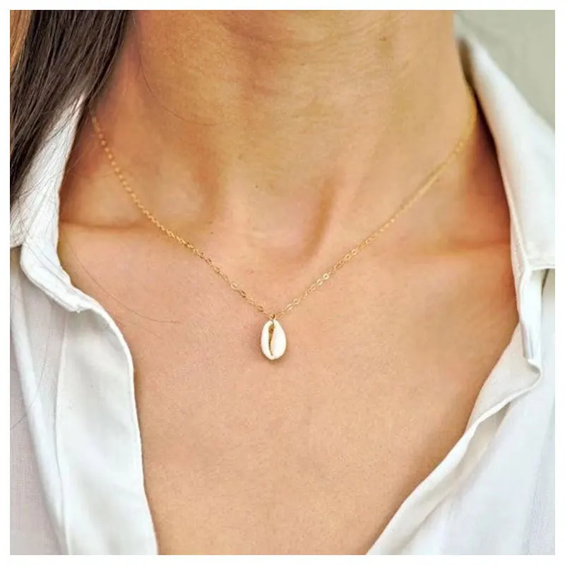 Cross-border jewelry, bohemian alloy shell personalized pendant necklace female choker 12370