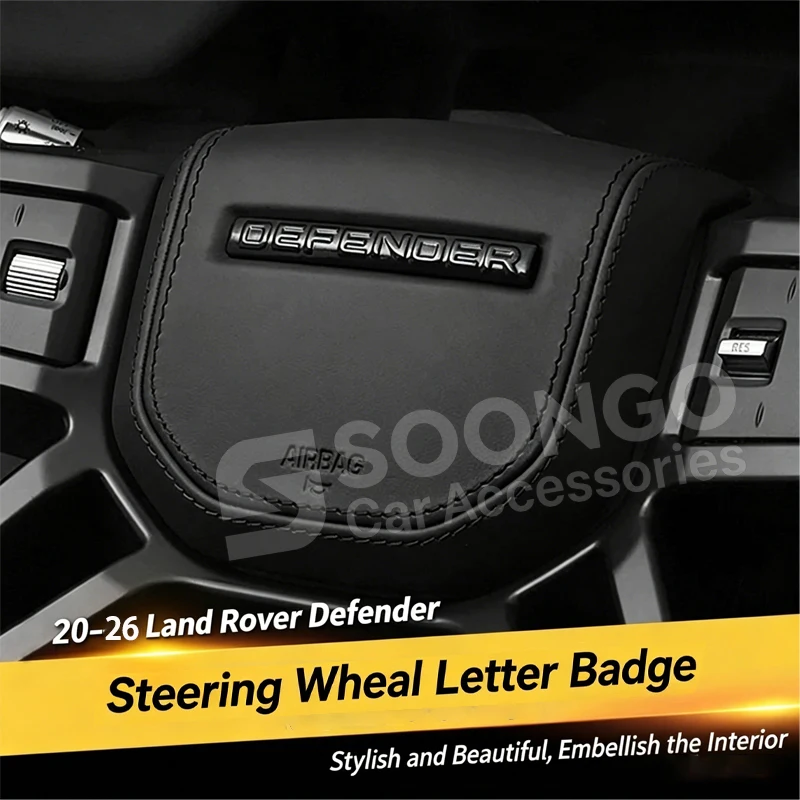 Adesivo Logo Per Volante Auto Land Rover Defender 2020-2026, Emblema Con Scritta Defender, Accessori Decorativi Per Interni-image