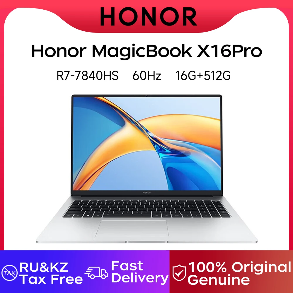 Honor Laptop MagicBook X 16 Pro 16-inch 2023 Razor Edition R7 7840HS 16GB 512GB/1TB/2TB IPS Screen 65W Fast Charging Laptop