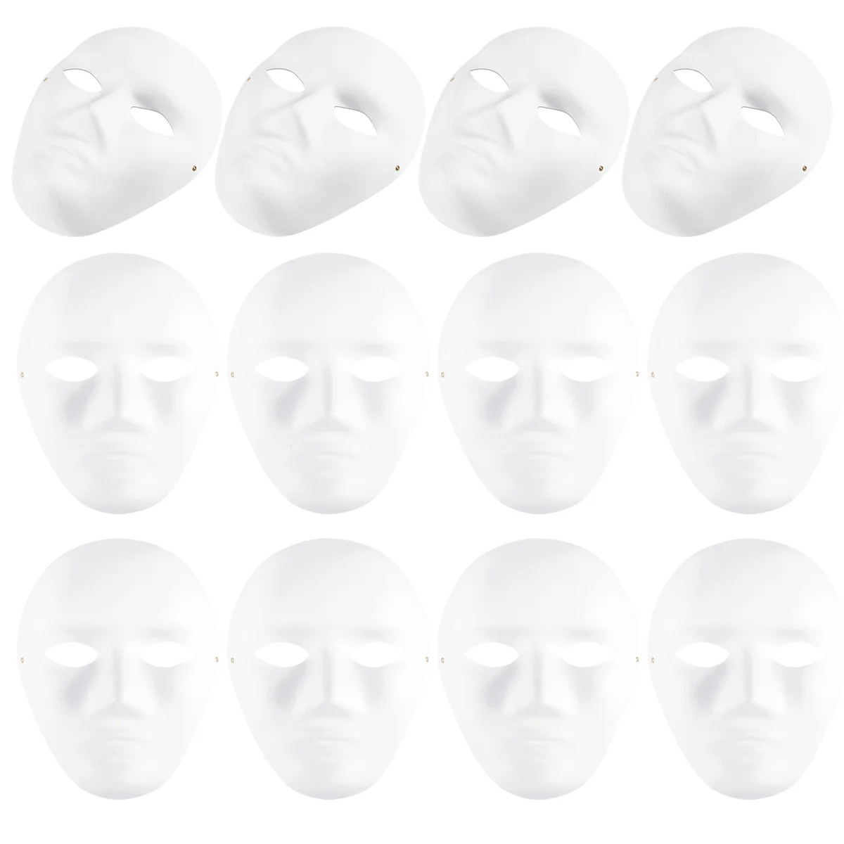 Mascarilla blanca de 12 piezas para Halloween, máscara de papel de cara completa en blanco, para fiesta de Cosplay y baile, para decorar