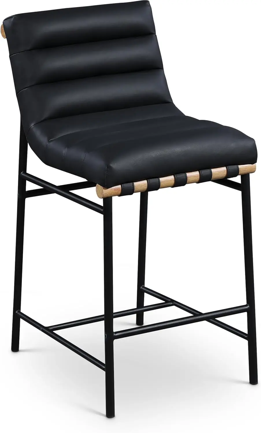 Taburete de mostrador tapizado de cuero vegano, moderno, contemporáneo, color negro, 18 "23,5 W x" D x 37 "H, Colección 857Black-C