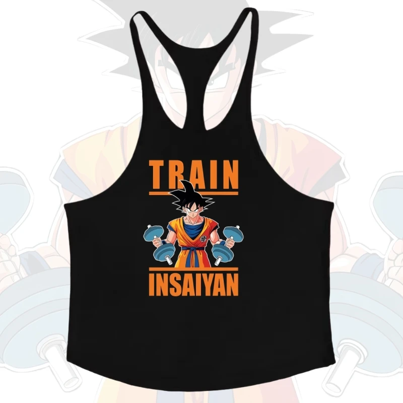 Мужской тренировочный жилет-стрингер, спортивный крой, быстросохнущий, подходит для подъема, принт Dragon Ball, идеально подходит для впитывания пот