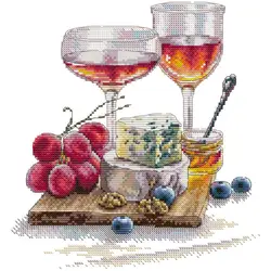 Romantic Red Wine Still Life Pattern Cross Stitch Kits Aida 14 16 11CT Canvas Printed Cloth Cotton Thread Embroidery Sewing Kit